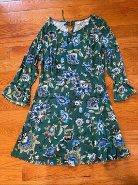 Old Navy Green Floral A-Line Dress